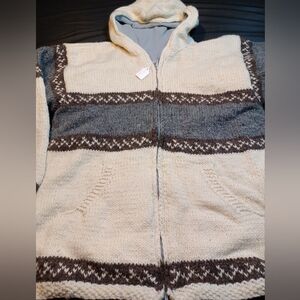 Unisex Wool Flannel Lined Zip Up Hood W/2 Pockets,Handcrafted In NEPAL,vintage